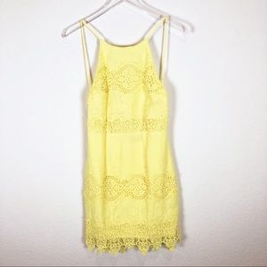 LuLu's | Yellow Lace Backless Short Dress Size M